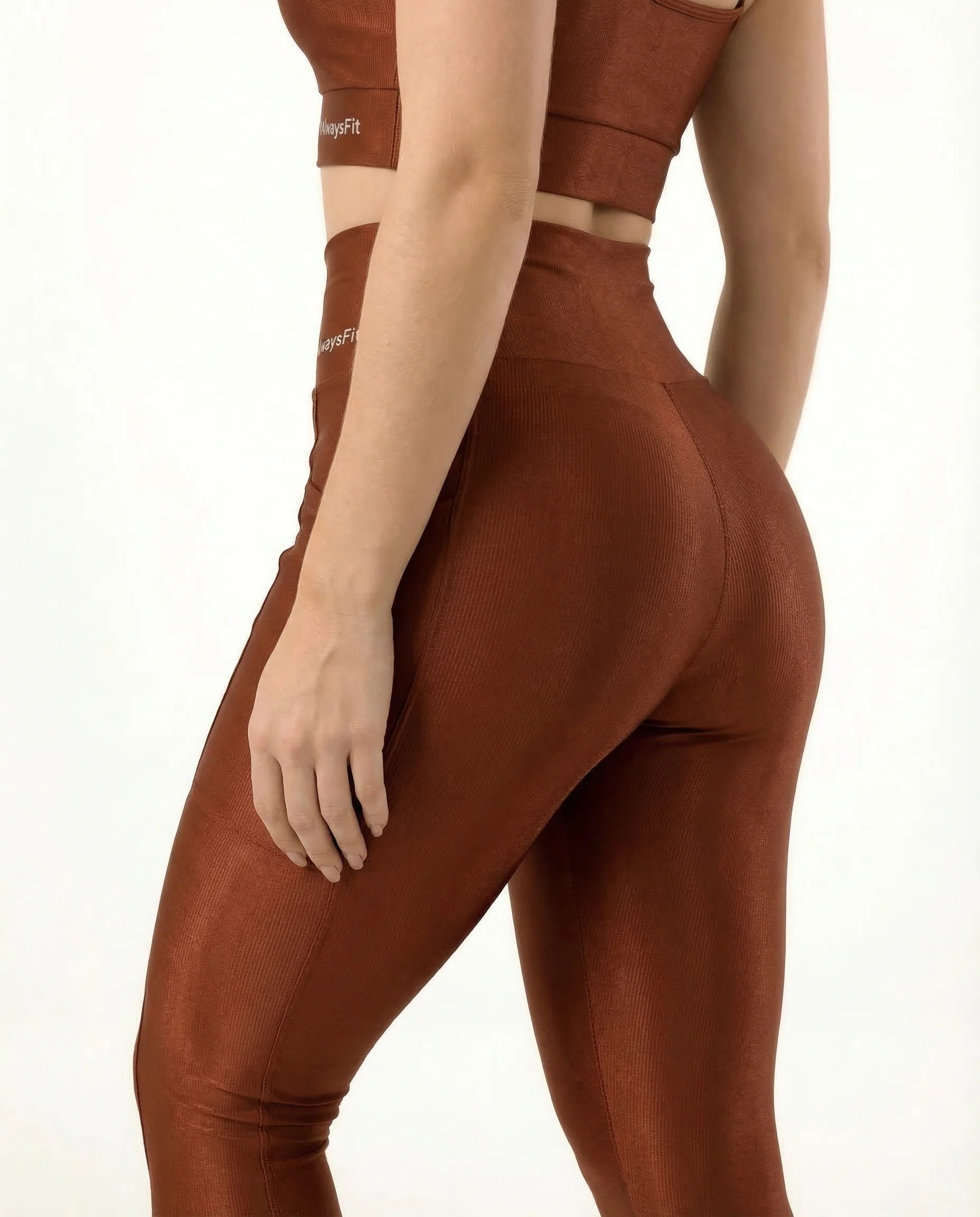 Conjunto Legging e Top Poliamida Canelado Chocolate- Always Fit - Image 6