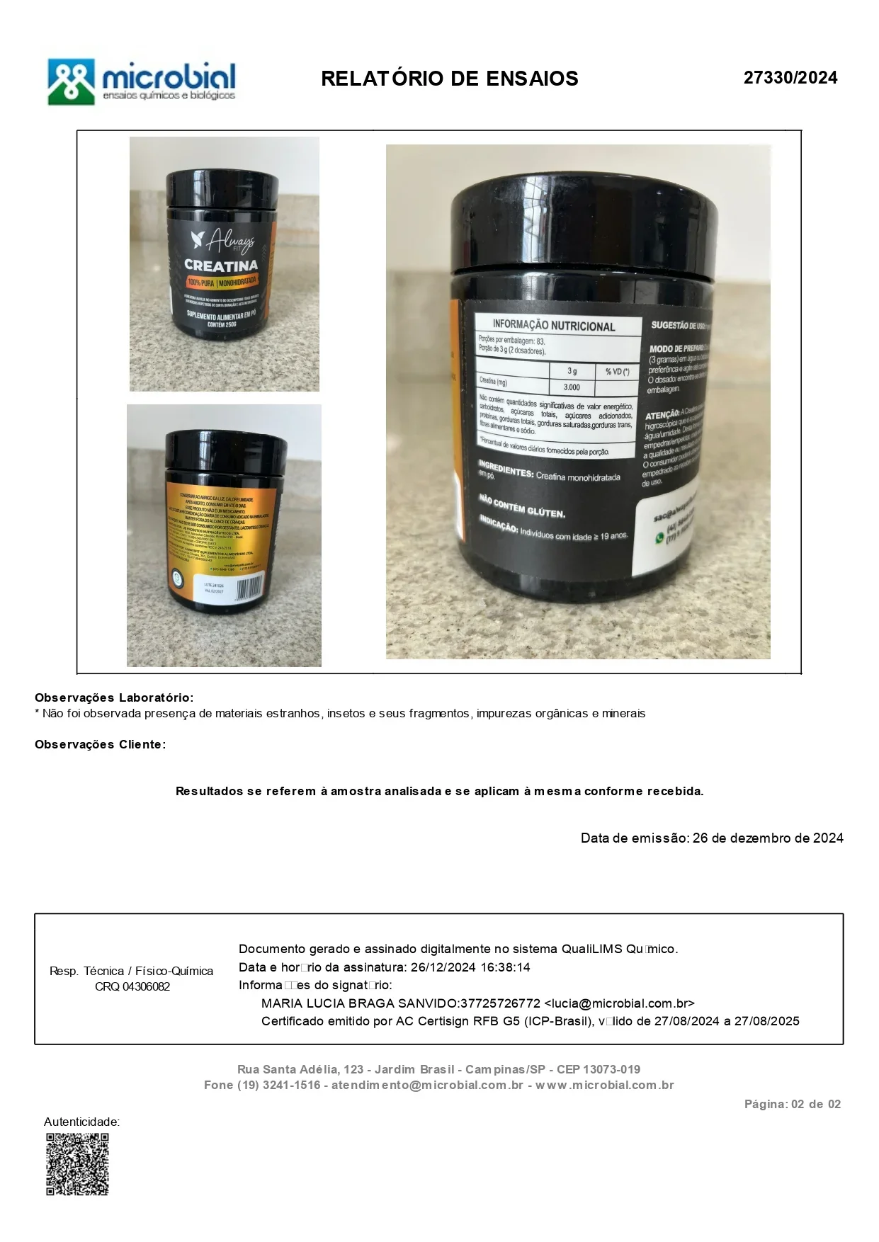 Creatina Monohidratada 100% Pura 250g - Image 6