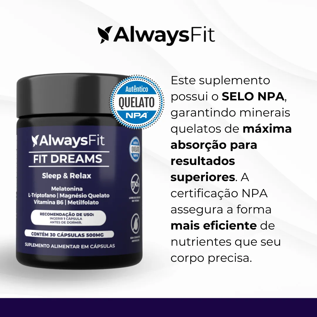 FitDreams® - Melatonina, Magnésio, L-Triptofano, B6 e B9 (MetilFolato) - 30 Cápsulas - Image 5