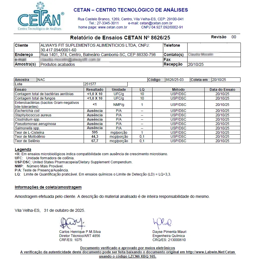 N-Acetil L-Cisteína NAC - 600mg - Precursor da Glutationa - 30 Cápsulas - Image 3