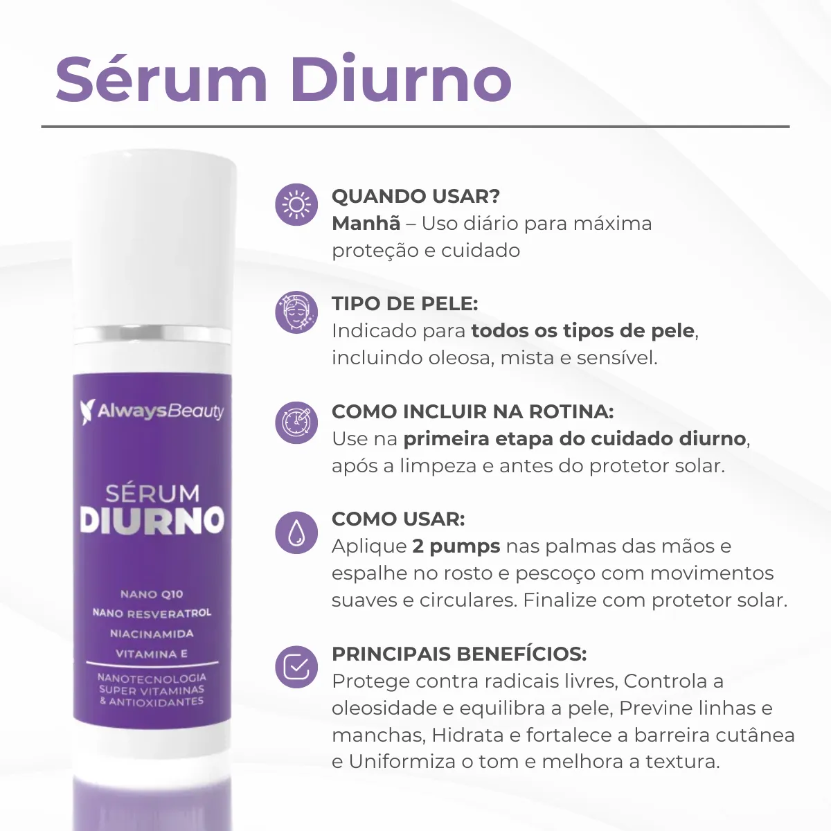 Sérum Diurno Antioxidante com Nano Q10, Niacinamida, Resveratrol 30ml - Image 3