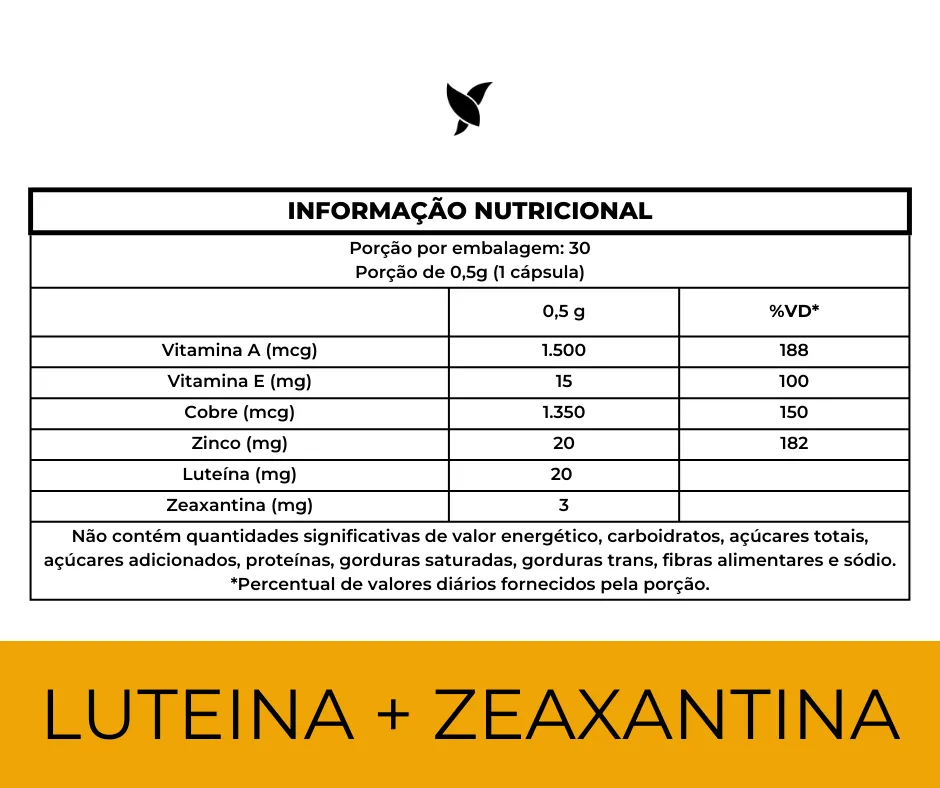 LuteínaVision® - Luteína, Zeaxantina, Vitamina A, Cobre e Zinco - 30 Cápsulas - Image 3