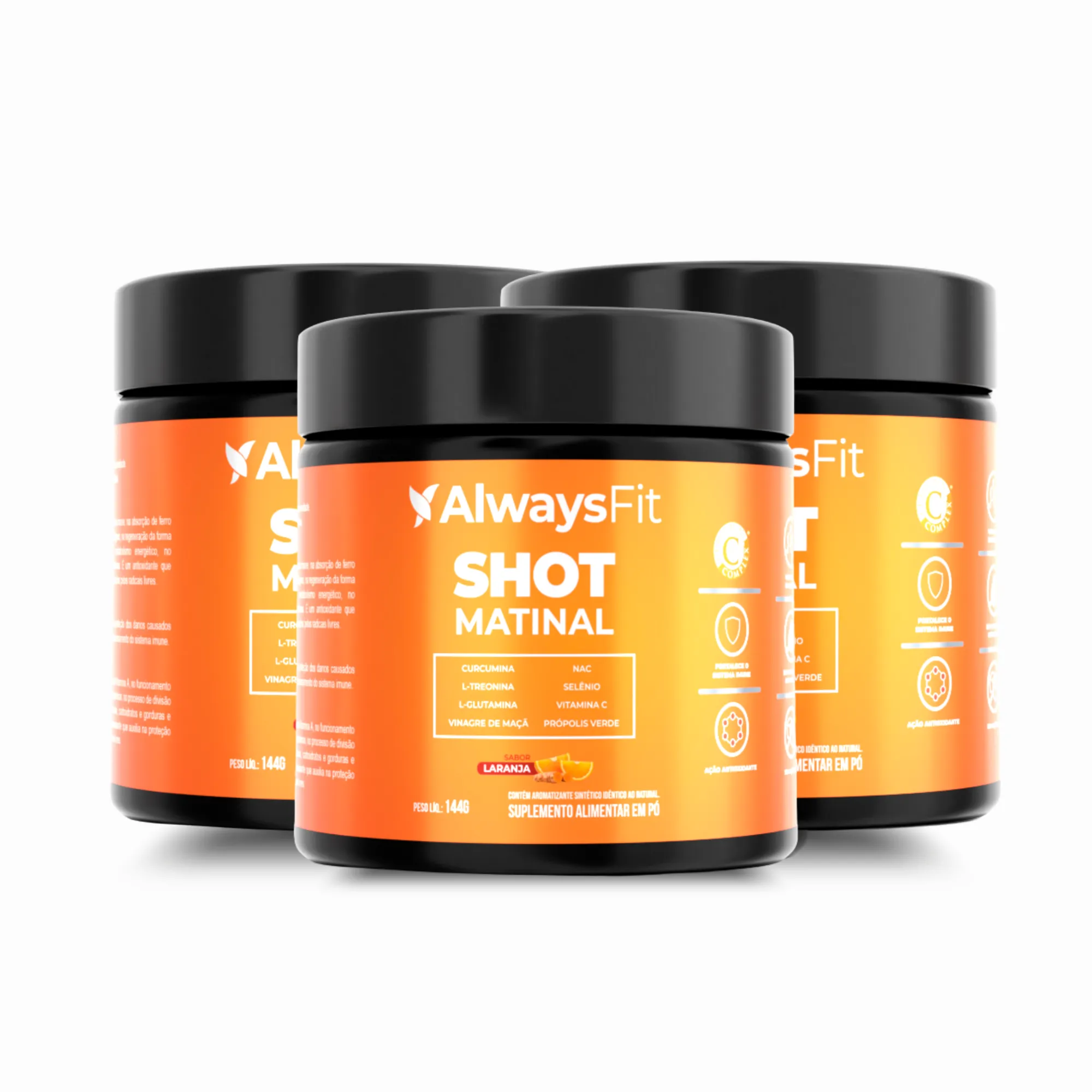 Shot Matinal Always Fit - Blend exclusivo de Curcumina, sabor Laranja, Glutamina, NAC, Vinagre de Maçã, Própolis Verde, Vit. C e + - Image 3