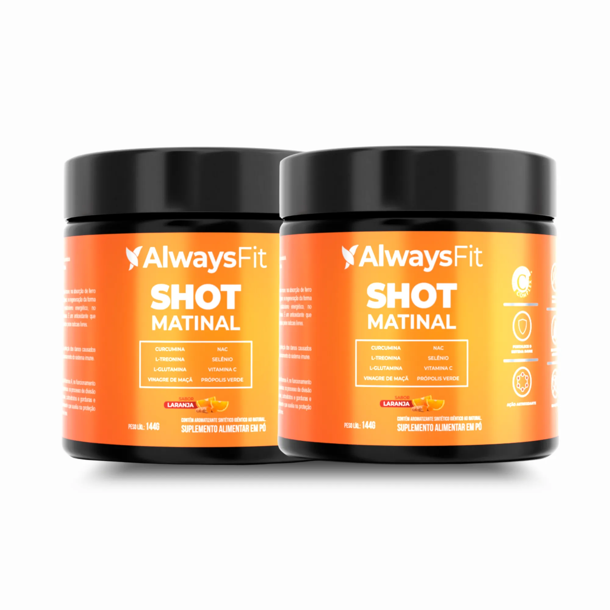 Shot Matinal Always Fit - Blend exclusivo de Curcumina, sabor Laranja, Glutamina, NAC, Vinagre de Maçã, Própolis Verde, Vit. C e + - Image 6