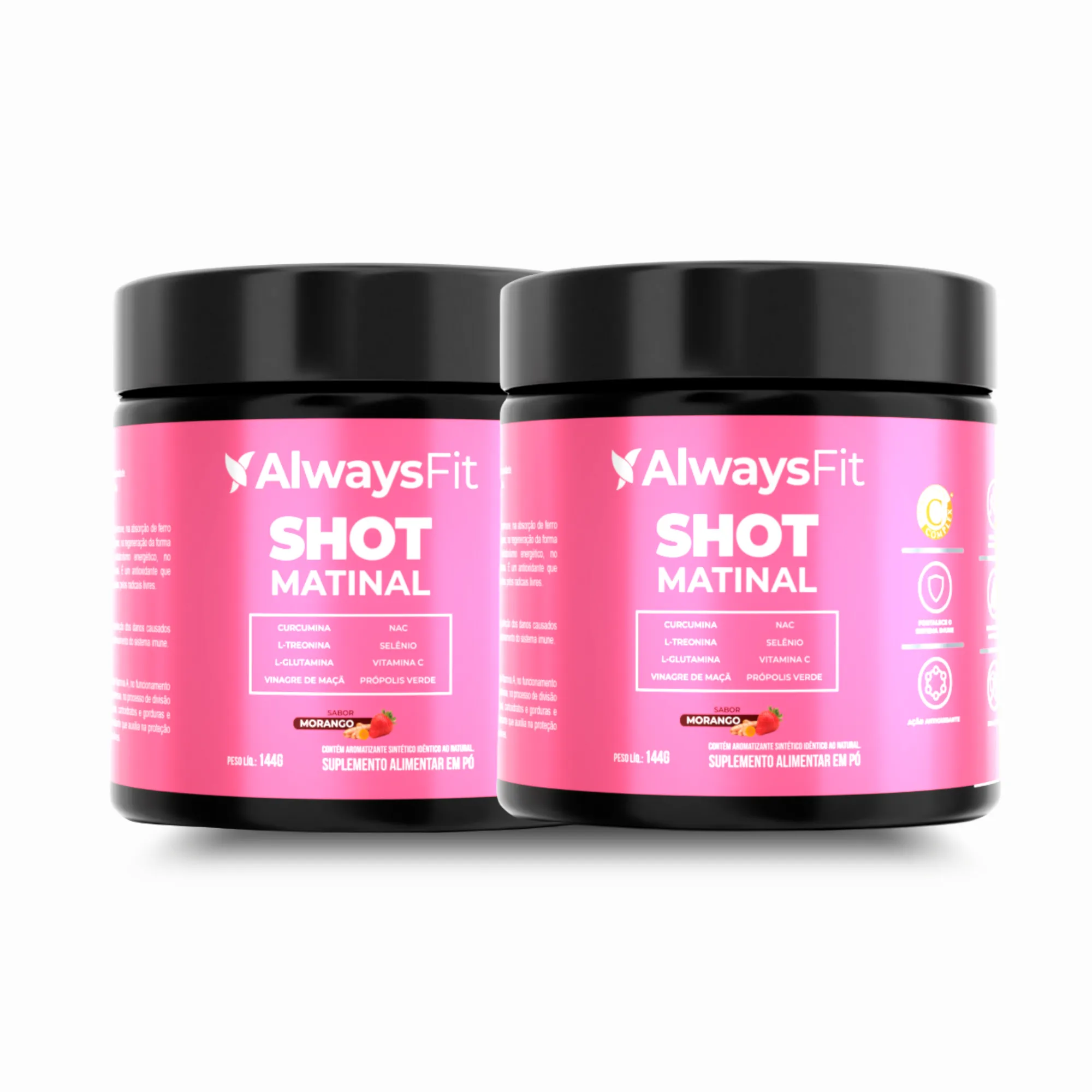 Shot Matinal Always Fit - Blend exclusivo Sabor Morango com Curcumina, Glutamina, NAC, Vinagre de Maçã, Própolis Verde, Vit. C e + - Image 3