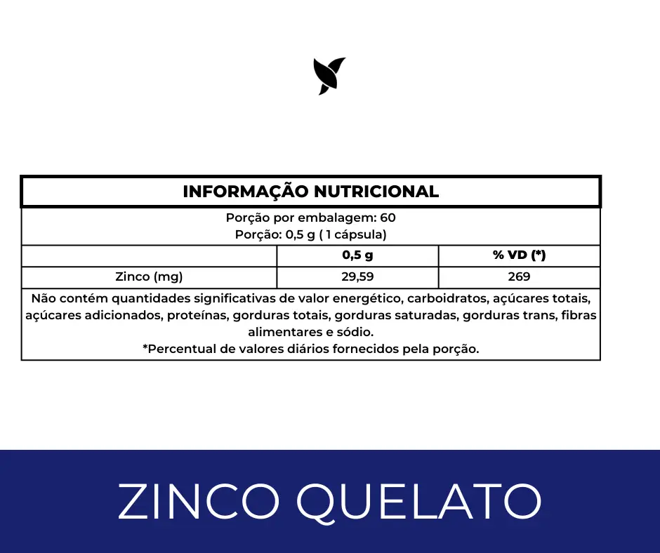 Zinco Quelato (Bisglicinato) - 29,59mg - 60 Cápsulas - Image 4